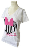 Disney Women's Minnie Mouse Bow Graphic White Short Sleeve Shirt Size Medium