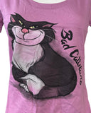Disney Women's Cinderella Lucifer Bad Cattitude Graphic Pink Shirt Size Small