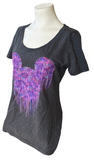 Disney Women's Mickey Mouse Drip Graphic Gray Short Sleeve Shirt Size Medium