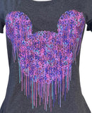 Disney Women's Mickey Mouse Drip Graphic Gray Short Sleeve Shirt Size Medium