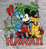 Disney Boys Mickey Mouse Surf's Up Beach Life Hawaii Gray Shirt Size Medium