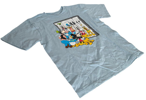 Disney Boys Mickey Mouse & Friends Fun House Mirrors Blue Shirt Size Medium