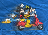 Disney Boys Mickey Mouse & Friends Riding Vespa Graphic Blue Shirt Size Medium
