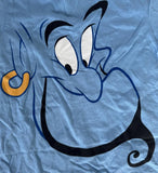 Disney Boys Aladdin Genie Face Graphic Blue Short Sleeve Shirt Size Small