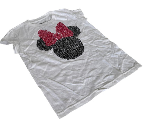 Disney Girls Minnie Mouse Bow Graphic White Short Sleeve Shirt Size Medium