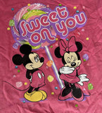 Disney Girls Mickey Mouse & Minnie Mouse Sweet On You Pink Shirt Size Medium