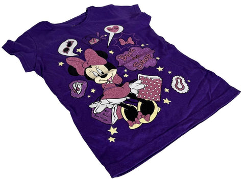 Disney Girls Minnie Mouse Born To Shop Purple Short Sleeve Shirt Size Medium