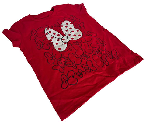 Disney Girls Minnie Mouse Bows Graphic Red Short Sleeve Shirt Size Medium