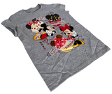 Disney Girls Mickey Mouse & Minnie Mouse Cupcakes Gray Shirt Size Medium