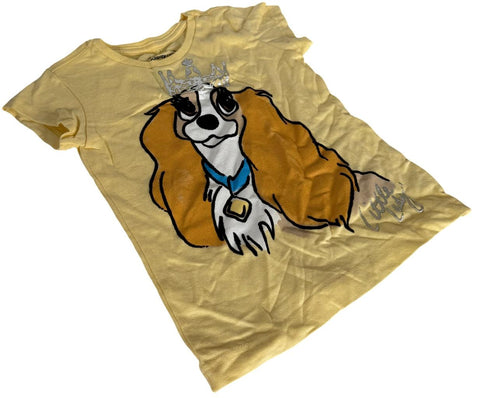 Disney Girls Lady And The Tramp Little Lady Graphic Yellow Shirt Size Small