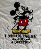 Disney Boys Mickey Mouse I Moustache You A Question White Shirt Size Small