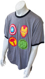 Disney Men's Marvel Avengers Icons Graphic Gray Short Sleeve Shirt Size 3XL