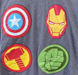 Disney Men's Marvel Avengers Icons Graphic Gray Short Sleeve Shirt Size 3XL