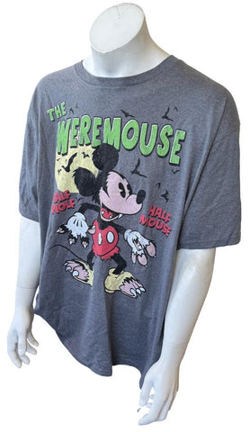 Disney Men's Mickey Mouse The Weremouse Half Wolf Half Mouse Gray Shirt Size 3XL