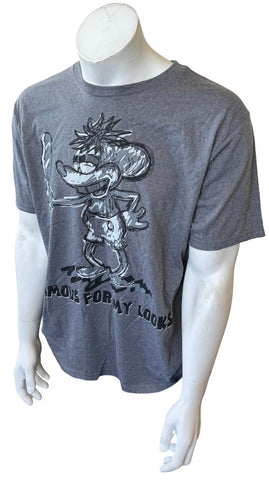 Disney Men's Mickey Mouse Famous For My Looks Gray Short Sleeve Shirt Size Large
