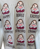 Disney Men's Snow White Faces Of Grumpy Beige Short Sleeve Shirt Size Large