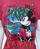 Disney Men's Mickey Mouse Surf's Up Hawaii Red Short Sleeve Shirt Size Medium