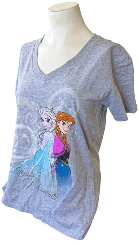 Disney Women's Frozen Elsa And Anna Family Forever Gray Shirt Size Medium