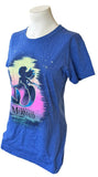 Disney Women's The Little Mermaid Graphic Blue Short Sleeve Shirt Size Medium