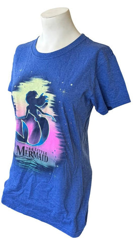 Disney Women's The Little Mermaid Graphic Blue Short Sleeve Shirt Size Medium
