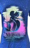 Disney Women's The Little Mermaid Graphic Blue Short Sleeve Shirt Size Medium