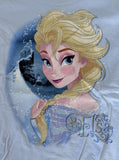 Disney Parks Girls Frozen Elsa Graphic Blue Short Sleeve Shirt Size Medium