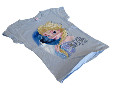 Alstyle Girls Frozen Elsa Graphic Blue Short Sleeve Shirt Size Medium
