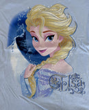 Alstyle Girls Frozen Elsa Graphic Blue Short Sleeve Shirt Size Medium