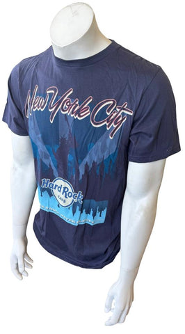 Hard Rock Cafe Men's New York City Rock N Roll Never Sleeps Navy Shirt Size M