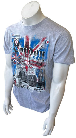 Hard Rock Cafe Men's London UK Graphic Gray Short Sleeve Shirt Size Medium