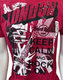 Hard Rock Cafe Men's London Keep Calm And Rock On Graphic Red Shirt Size Medium