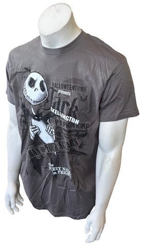 Hanes Nightmare Before Christmas Jack Skellington Gray Short Sleeve Shirt Size L