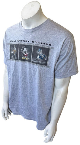 Disney Men's Walt Disney Studios Mickey Goofy And Donald Gray Shirt Size Large