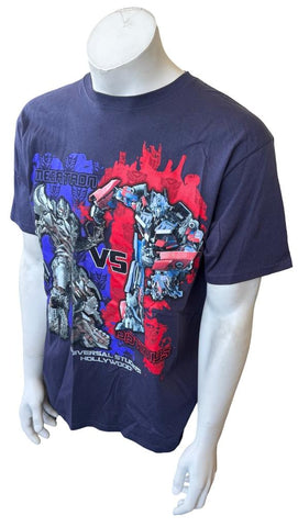 Universal Studios Men's Transformers Megatron Vs Optimus Prime Navy Shirt Size L
