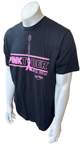 Hard Rock Cafe Men's Pinktober Love All Serve All Black Shirt Size Large