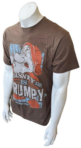 Disneyland Men's My Disney Side Is Grumpy Graphic Brown Shirt Size Medium