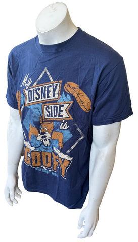 Disneyland Men's My Disney Side Is Goofy Graphic Navy Shirt Size Medium