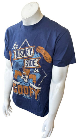 Disneyland Men's My Disney Side Is Goofy Graphic Navy Shirt Size Medium