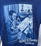 Disney Men's Walt Disney Drawing Graphic Blue Short Sleeve Shirt Size Large