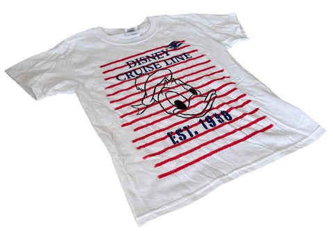 Gildan Boys Disney Cruise Line Donald Duck Est. 1998 White Shirt Size Small