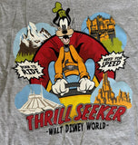 Disney Parks Boys Goofy Thrill Seeker Graphic Gray Short Sleeve Shirt Size M
