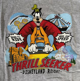 Disney Parks Boys Disneyland Resort Goofy Thrill Seeker Gray Shirt Size Medium
