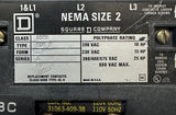 Square D 8502SD02 Contactor Series A 110/120V 50/60 Hz Coil NEMA Size 2