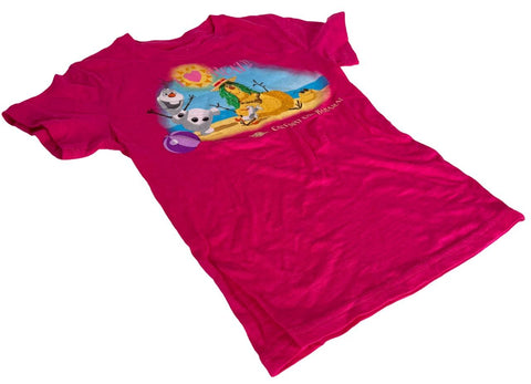 Disney Girls Frozen Olaf I Love Heat Castaway Cay Bahamas Pink Shirt Size Medium