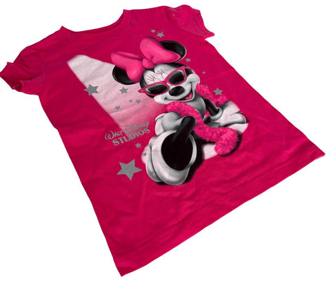 Disney Girls Minnie Mouse Walt Disney Studios Pink Short Sleeve Shirt Size XS