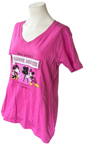 Disney Women's Minnie Mouse & Mickey Mouse Walt Disney Studios Pink Shirt Size L