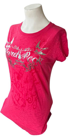 Hard Rock Cafe Women's All Is One Graphic Pink Short Sleeve Shirt Size Large