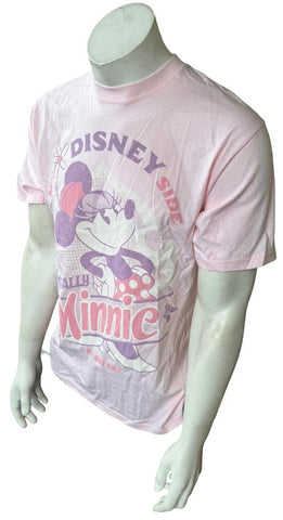 Disneyland My Disney Side Is Totally Minnie Mouse Pink Short Sleeve Shirt Size M