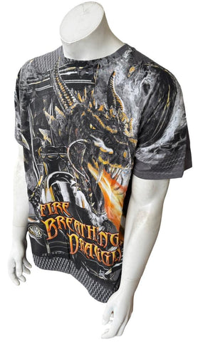 Anvil Men's NHRA Racing Fire Breathing Draggin Graphic Gray Shirt Size Large