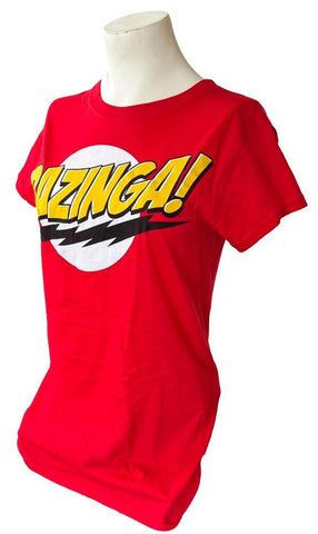 The Big Bang Theory Women's Bazinga Graphic Red Short Sleeve Shirt Size Medium